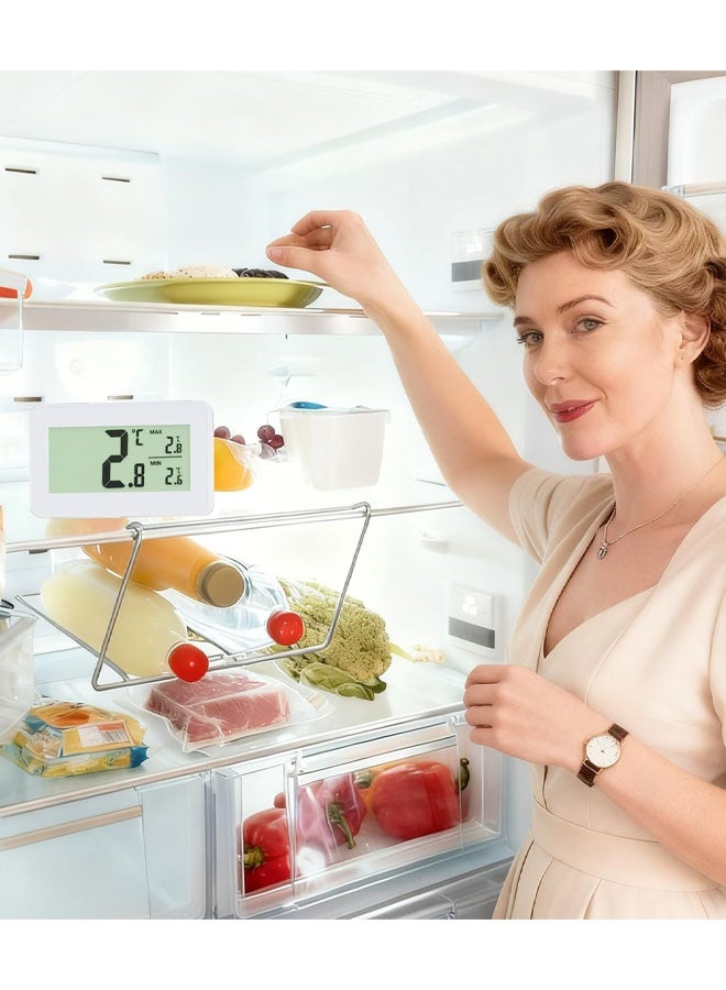 Fridge Thermometer with Max/Min Record, Easy Battery Replacement, High Accuracy Refrigerator Monitor For Kitchen, Basement Large LCD Digital Freezer Thermometer - Image 3