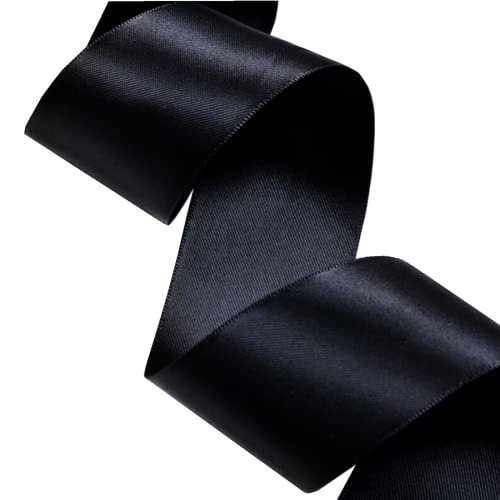 SWTOOL 1.5" Single Face Satin Ribbon 50 Yards Roll for Gift Wrap Sewing Projects Crafting Projects DIY Bow Wedding Decoration (Black) - Image 3
