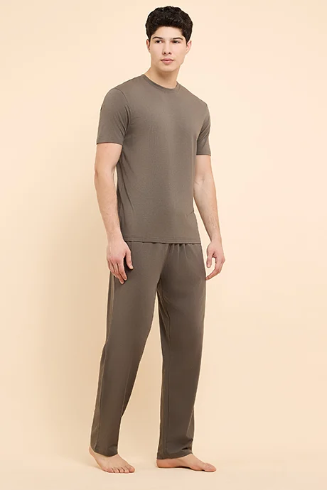 أر أند بي Solid Lounge Pants with Drawstring Waist