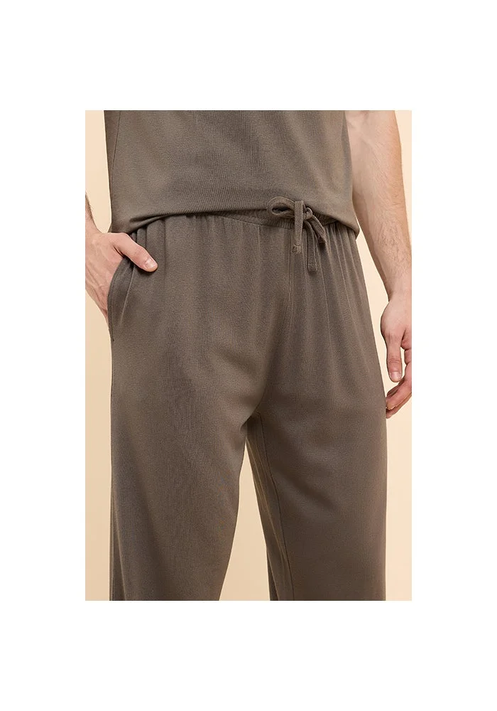 R&b  Solid Lounge Pants with Drawstring Waist for Men | Best Price UAE