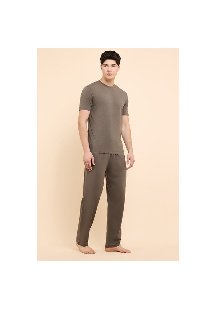 R&B Solid Lounge Pants with Drawstring Waist - Image 1