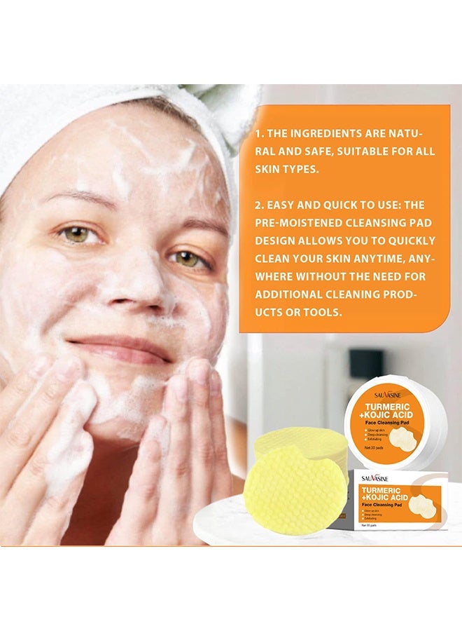 SAUVASINE Turmeric+Kojic Acid Face Cleansing Pads,Turmeric Cleansing Pads,Moisturize Face Turmeric Kojic Acid Pads,Helps Balance Skin Oil And Water,Upgrade Packing ，30Pads - Image 5