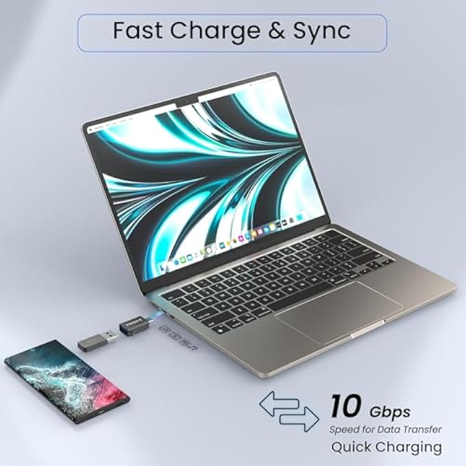 AMBRANE محول USB 3.0 إلى TYPE C OTG، مع محول THUNDERBOLT إلى USB، نقل بيانات بسرعة عالية 10GBPS، متوافق مع جميع أجهزة TYPE C مثل الهواتف الذكية، أجهزة اللابتوب، الأجهزة اللوحية، الشواحن، MACBOOK - Image 2