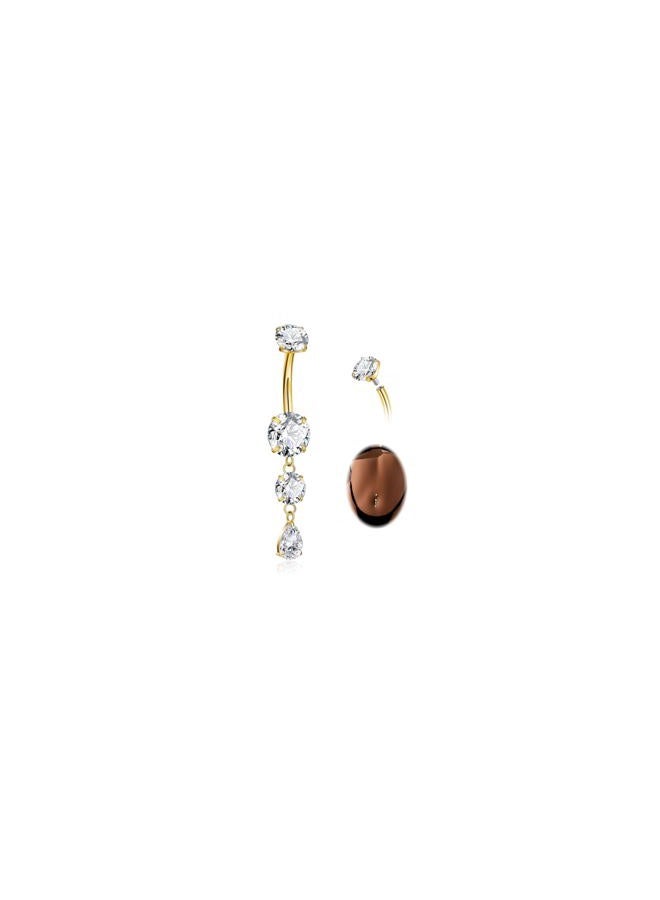 REVOLIA 14G G23 Pure Titanium Dangle Belly Button Ring for Women Teardrop Navel Ring Dangling CZ Belly Ring Internally Threaded Belly Button Piercing Jewelry 10MM, Titanium Cubic Zirconia, cubic - Image 1