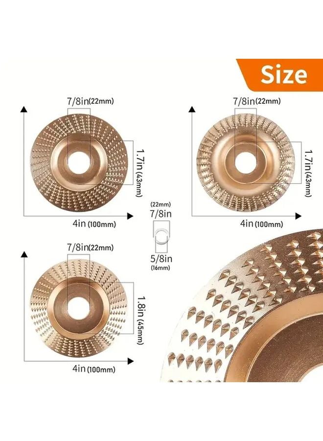3Pcs Hard Alloy Grinding Wheel Set Wood Sanding Discs Angle Grinder Carving Tools - Image 4