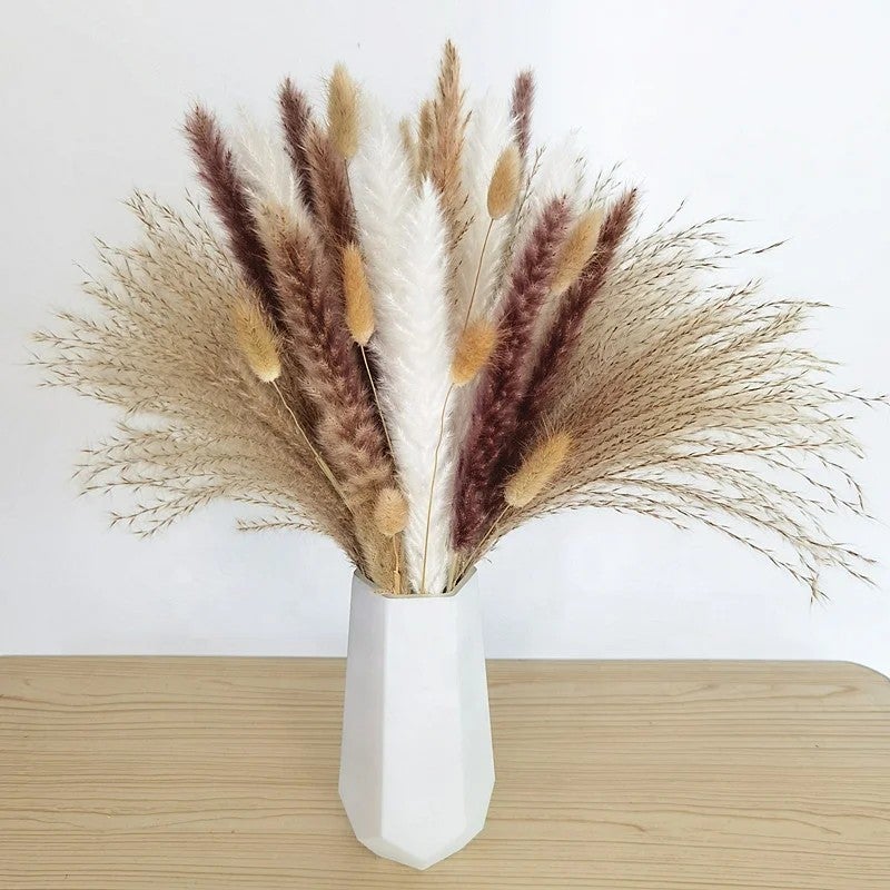 Y&D Home Decoration Wedding Flower Preserved Pampas Grass Bouquet - Natural Dried Plants, Mini & Large Boho Floral Arrangement - Image 2