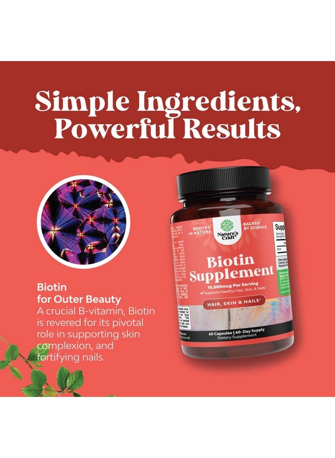 Natures Craft فيتامينات البيوتين النقية والقوية - تعزز نمو الشعر + تمنع تساقط الشعر - تقدم بشرة وأظافر أفضل - مكمل طبيعي للرجال والنساء - يساعد في تعزيز الأيض الأسرع - Image 4