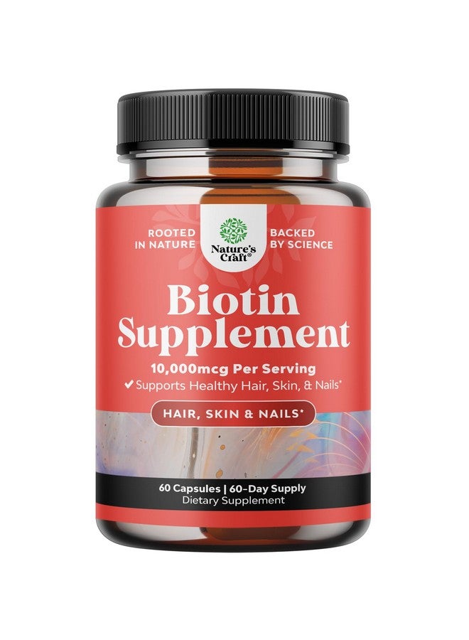 Natures Craft فيتامينات البيوتين النقية والقوية - تعزز نمو الشعر + تمنع تساقط الشعر - تقدم بشرة وأظافر أفضل - مكمل طبيعي للرجال والنساء - يساعد في تعزيز الأيض الأسرع - Image 1
