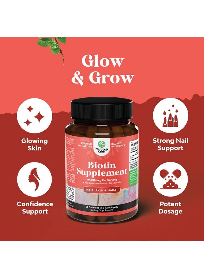 Natures Craft فيتامينات البيوتين النقية والقوية - تعزز نمو الشعر + تمنع تساقط الشعر - تقدم بشرة وأظافر أفضل - مكمل طبيعي للرجال والنساء - يساعد في تعزيز الأيض الأسرع - Image 3