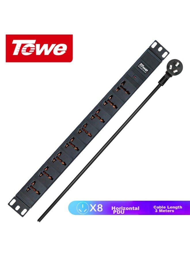 Towe Pdu Cabinet Socket, 8-outlet 10a Universal Holes, 3-meter Cable, Engineering Room Power Strip, En10/w801 - Image 1