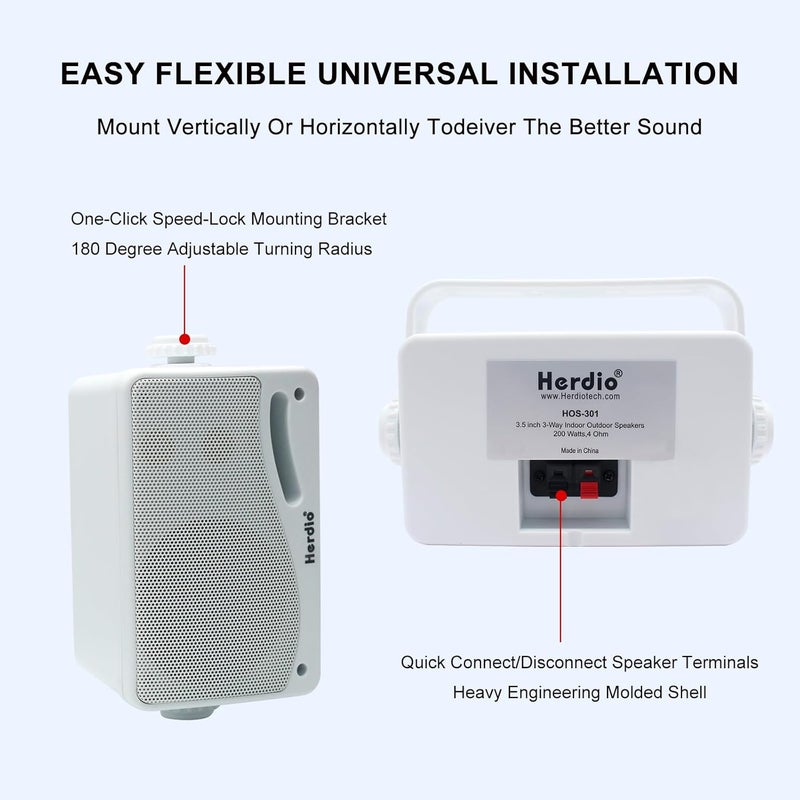 Herdio 3.5 Inch Outdoor Speaker White - Image 5