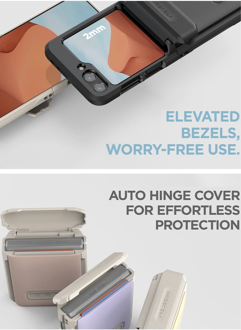 VRS Design D-Wallet Pebble Samsung Galaxy Z Flip 6 Case Cover Wallet [2 Card Holder Slot] with [Hinge Protection] - Lemonade  - Image 3