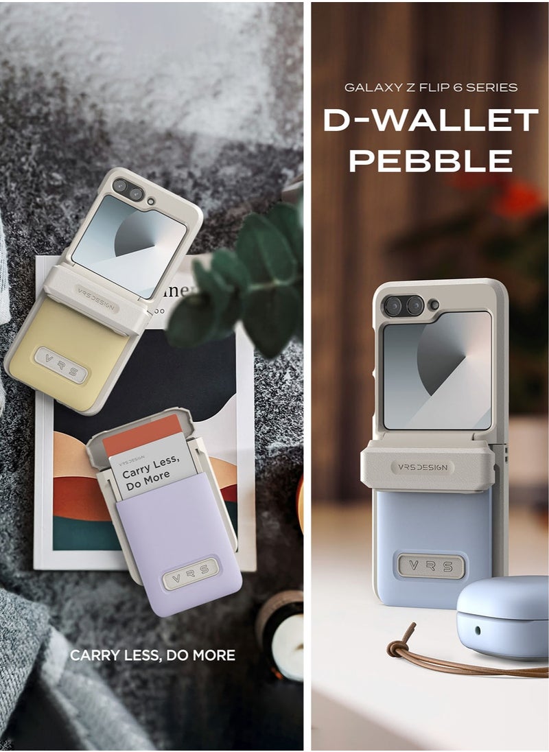 VRS Design D-Wallet Pebble Samsung Galaxy Z Flip 6 Case Cover Wallet [2 Card Holder Slot] with [Hinge Protection] - Lemonade  - Image 5