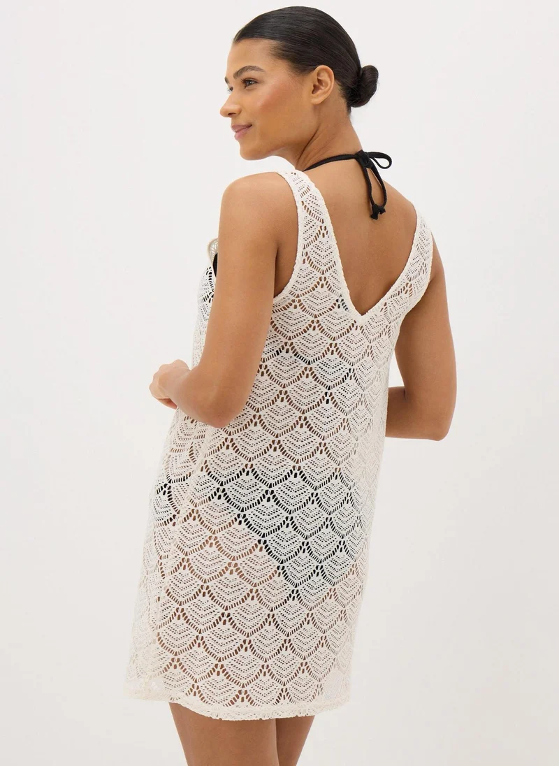 Matalan Cream Crochet Short Beach Dress