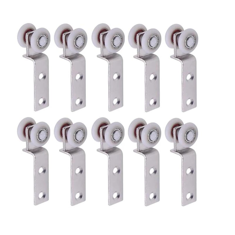 Pulley 30Pcs Bend Pipe Metal Bearing Pulley Block with Two Plastic Wheel for Sliding Door Window Cabinet for Cabinet Door, Window, Shower Door - Image 1