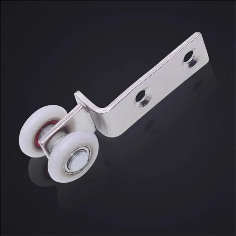 Pulley 30Pcs Bend Pipe Metal Bearing Pulley Block with Two Plastic Wheel for Sliding Door Window Cabinet for Cabinet Door, Window, Shower Door - Image 4