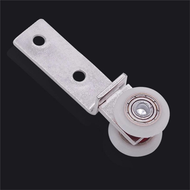 Pulley 30Pcs Bend Pipe Metal Bearing Pulley Block with Two Plastic Wheel for Sliding Door Window Cabinet for Cabinet Door, Window, Shower Door - Image 5