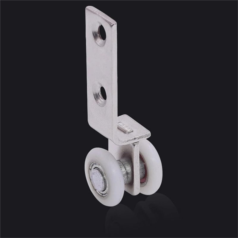 Pulley 30Pcs Bend Pipe Metal Bearing Pulley Block with Two Plastic Wheel for Sliding Door Window Cabinet for Cabinet Door, Window, Shower Door - Image 3