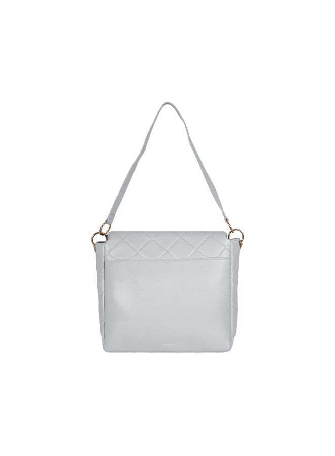 Foska Women's Large Tote & Shoulder Bag - Smooth PU Leather - Grey - 33x30 cm - Image 4