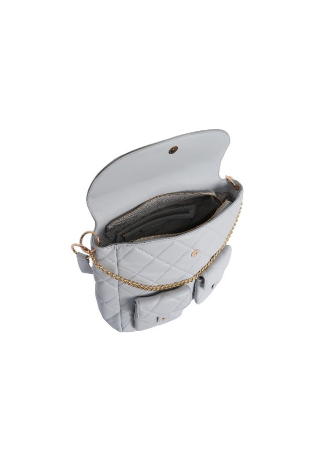 Foska Women's Large Tote & Shoulder Bag - Smooth PU Leather - Grey - 33x30 cm - Image 5