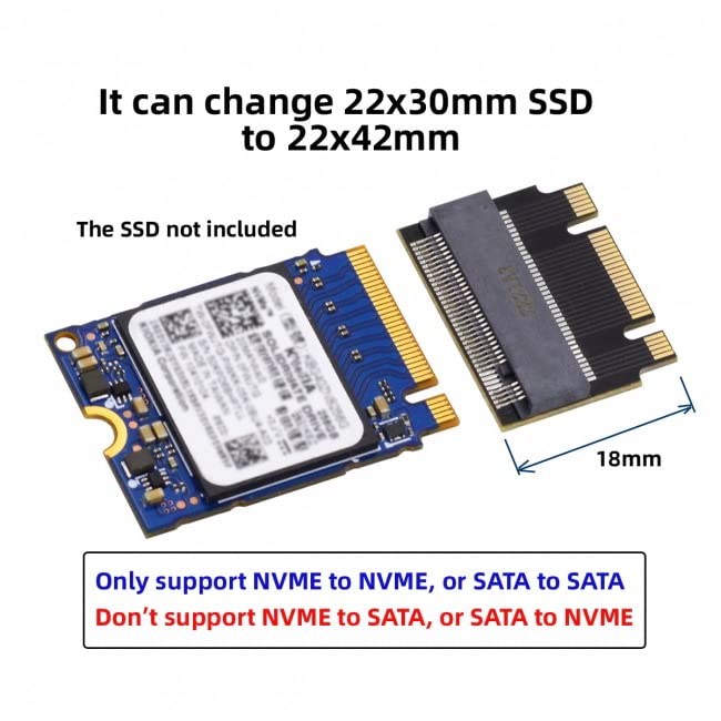 xiwai NVME M-Key NGFF B+M 22x30mm to 22x42mm Male to Female Extension Adapter Compatible with Legion Go ThinkPad 2230 2242 SSD - Image 3
