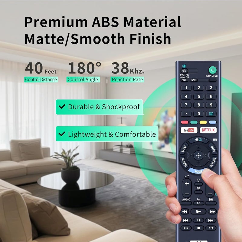 جهاز تحكم عن بعد عالمي لجميع أجهزة تلفزيون سوني LCD وLED وHDTV وSmart Bravia، مزود بأزرار ليوتيوب (YouTube) ونتفليكس (Netflix)، رقم المنتج: RMT-TX300P - Image 3