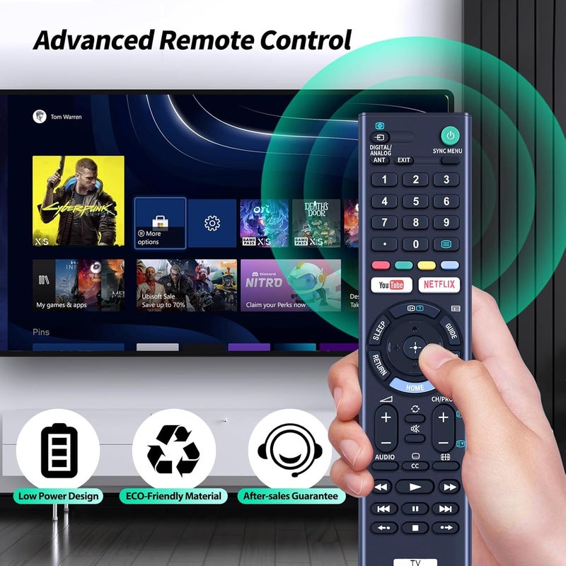 جهاز تحكم عن بعد عالمي لجميع أجهزة تلفزيون سوني LCD وLED وHDTV وSmart Bravia، مزود بأزرار ليوتيوب (YouTube) ونتفليكس (Netflix)، رقم المنتج: RMT-TX300P - Image 4