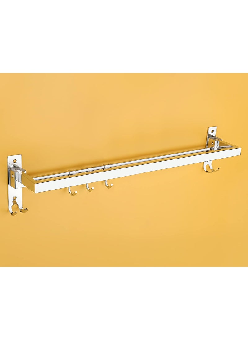 iSTAR iSTAR Stainless Steel 304 Grade Square Foldable Towel Hanger for Bathroom/Towel Rod/Bar/Bathroom Accessories(24inch-Chrome Finish) - Pack of 1  - Image 1
