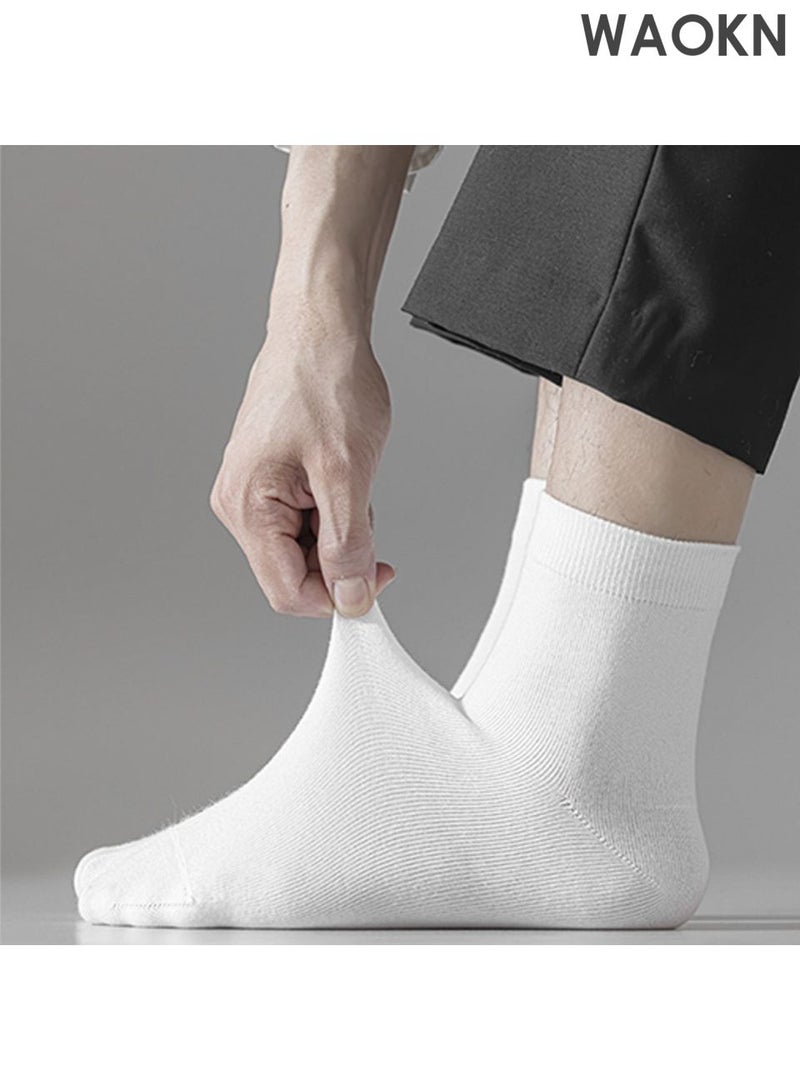 WAOKN Breathable mid size solid color socks, pure cotton comfortable socks, quick drying and sweat absorbing, odor and bacteria resistant, casual and fashionable socks, suitable for all seasons, both men and women, suitable for business, sports, work, fitness, etc. - Image 2
