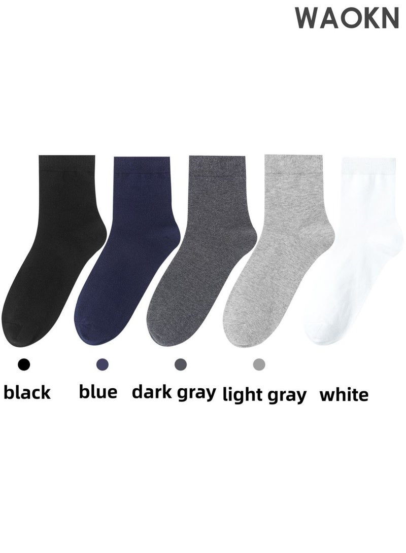 WAOKN Breathable mid size solid color socks, pure cotton comfortable socks, quick drying and sweat absorbing, odor and bacteria resistant, casual and fashionable socks, suitable for all seasons, both men and women, suitable for business, sports, work, fitness, etc. - Image 4
