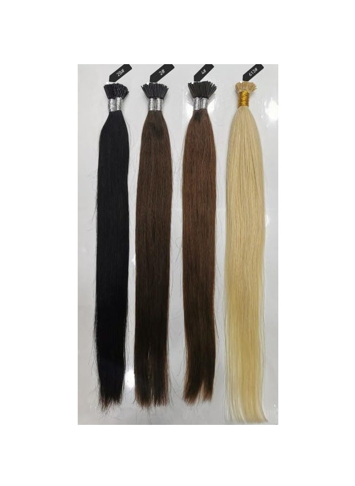 Estelle - I Tip Hair Extensions Human Hair, Remy Brazilian Virgin Hair Invisible Itip Hair Extensions 100% Real Human Hair Keratin I Tip Pre Bonded Extension 24inch 50g/pack (Natural Black) - Image 1