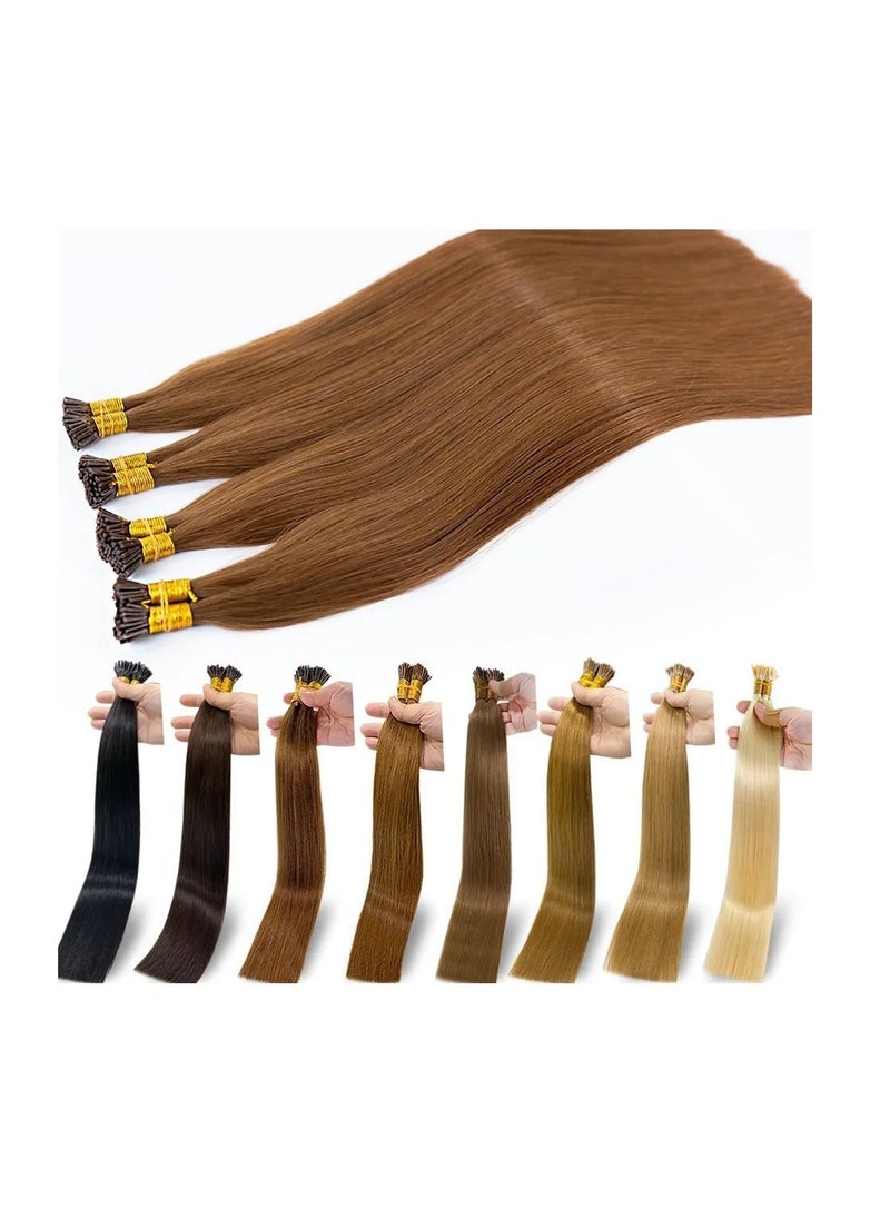 Estelle - I Tip Hair Extensions Human Hair, Remy Brazilian Virgin Hair Invisible Itip Hair Extensions 100% Real Human Hair Keratin I Tip Pre Bonded Extension 24inch 50g/pack (Natural Black) - Image 1