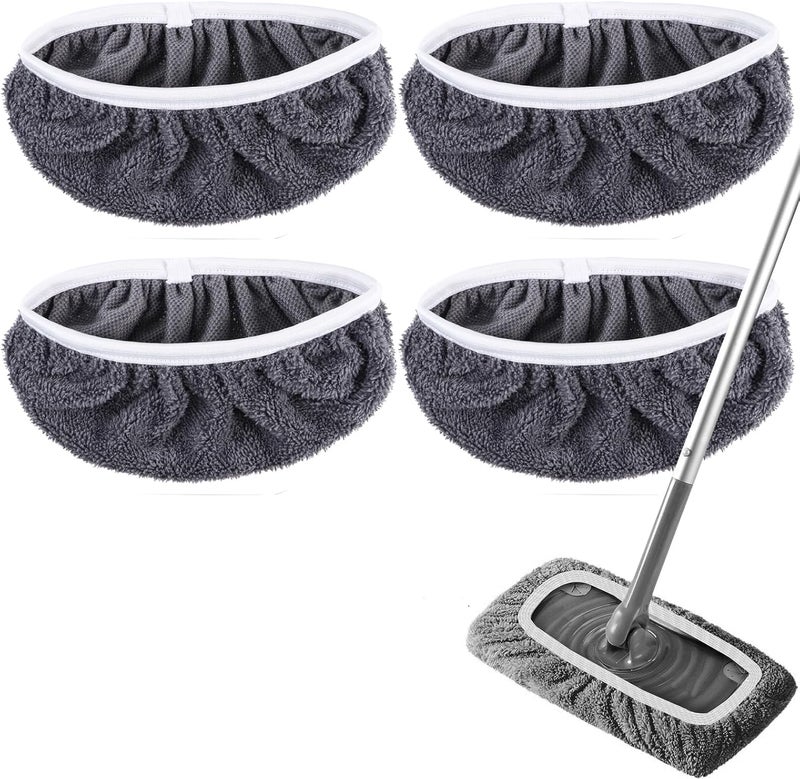 YSYONM Reusable Microfiber Mop Pads Dry Sweeping Cloths Compatible with Swiffer Sweeper Mop Wet Mopping Cloths Refill for Mopping Floors (4 Pack, Mop is not Included) - Image 1