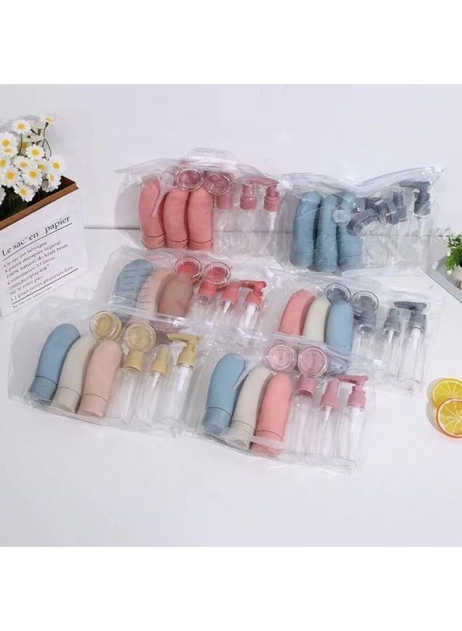 زجاجات سفر لمستحضرات التجميل من 11 قطعة مانعة للتسرب وقابلة لاعادة الملء للضغط مع شنطة والشامبو والبلسم واللوشن والمكياج وجل الاستحمام وصابون اليدين - Image 5