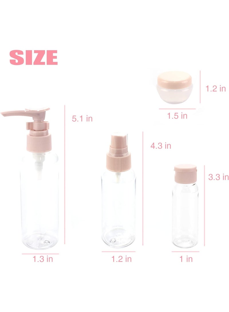 زجاجات سفر لمستحضرات التجميل من 11 قطعة مانعة للتسرب وقابلة لاعادة الملء للضغط مع شنطة والشامبو والبلسم واللوشن والمكياج وجل الاستحمام وصابون اليدين - Image 3