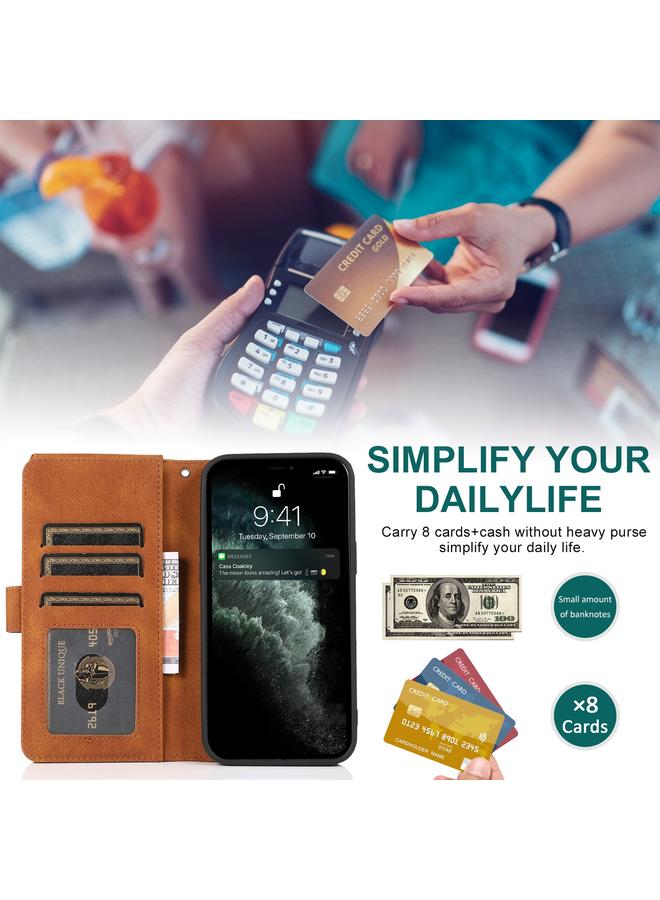 Zaboon Case For iPhone 12 mini Skin-feel Crazy Horse Texture Zipper Wallet Bag Horizontal Flip Leather Case with Holder & Card Slots & Wallet & Lanyard - Image 4