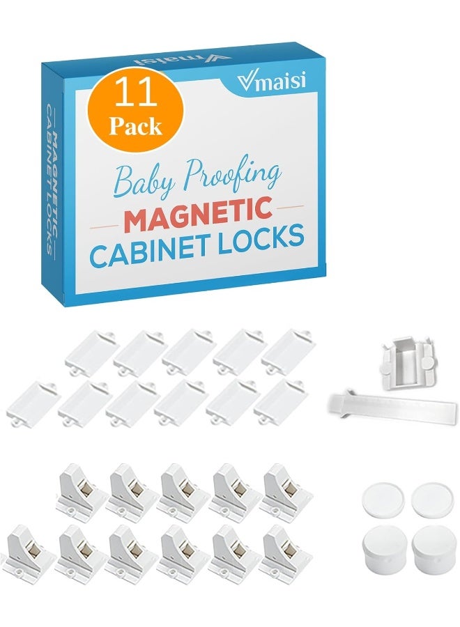 في ماسي Vmaisi ChildProof Magnetic Cabinet Locks (11 Locks and 2 Keys)