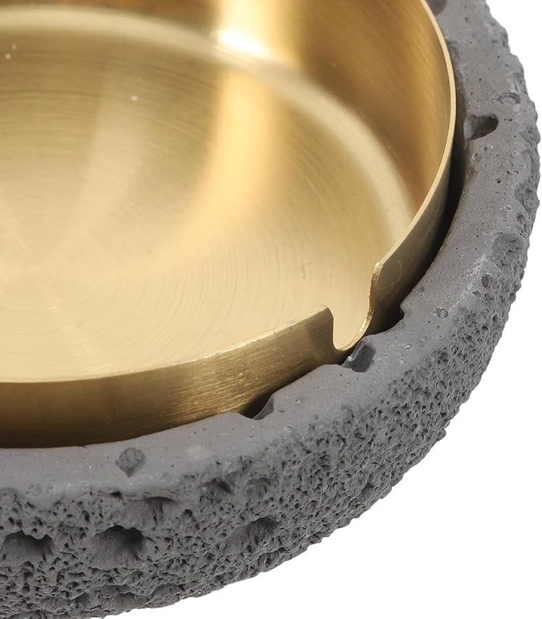 منفضة سجائر معدنية كبيرة بغطاء، ذات ملمس فحمي عميق، سلة نفايات مكتبية للمنزل والمكتب والشرفة - Image 4