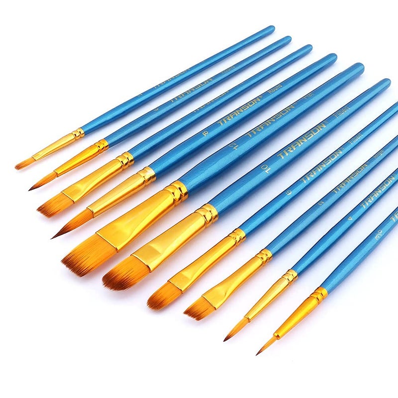 Transon 20pcs Bulk Artist Paint Brush Set for Acrylic Watercolor Gouache Hobby Craft Face Painting Blue - Image 5