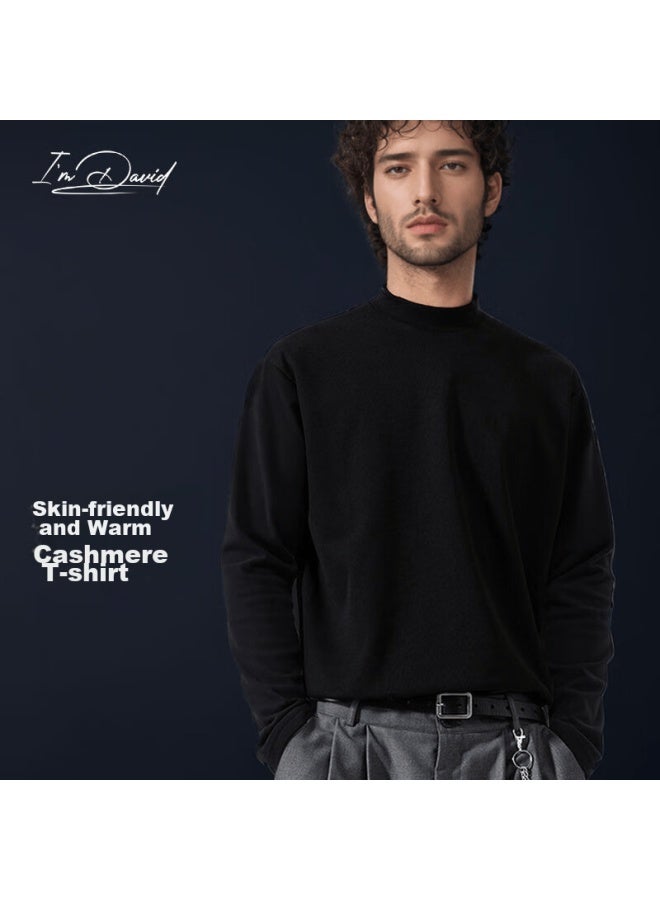 I'm David Semi-turtleneck Long-sleeve T-shirt For Men, Autumn And Winter Warm Top, Inner Layer German Velvet Undershirt, Men's Autumn Clothing, Dark Gray, 2XL