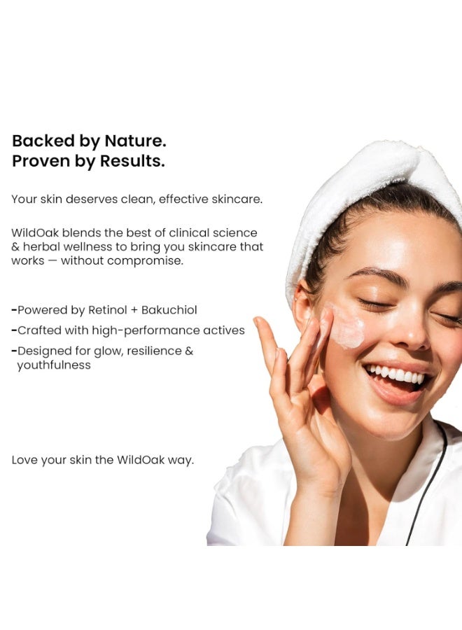 WILD OAK 1% Retinol Bakuchiol Ceramides Face Serum | Anti-Aging, Brightening & Skin Texture Improvement | Boosts Collagen & Restoration | Bakuchiol Is Powerful For Skin Barrier & Gentle On Skin |30Ml - Image 3