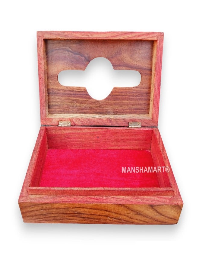 MANSHAMART علبة مناديل خشبية من مانشامارت®، غطاء حامل مناديل من خشب الشيشام، منظم مزخرف - حجم قياسي - Image 4