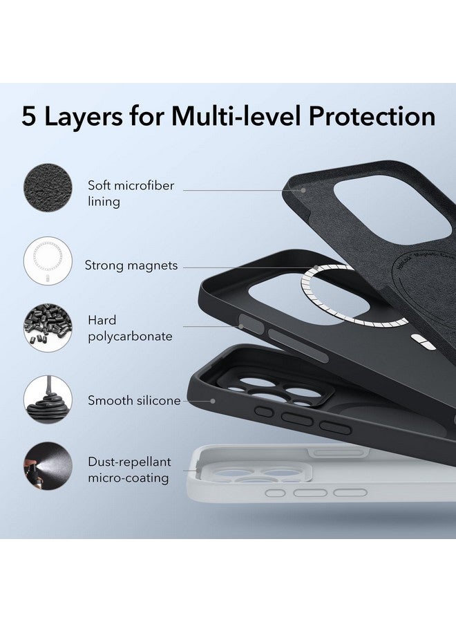 ESR ESR for iPhone 15 Pro Case with MagSafe, Supports Magnetic Charging, Slim Liquid Silicone Case, Shock Absorbing, Screen and Camera Protection, Cloud Series, Black  - Image 4