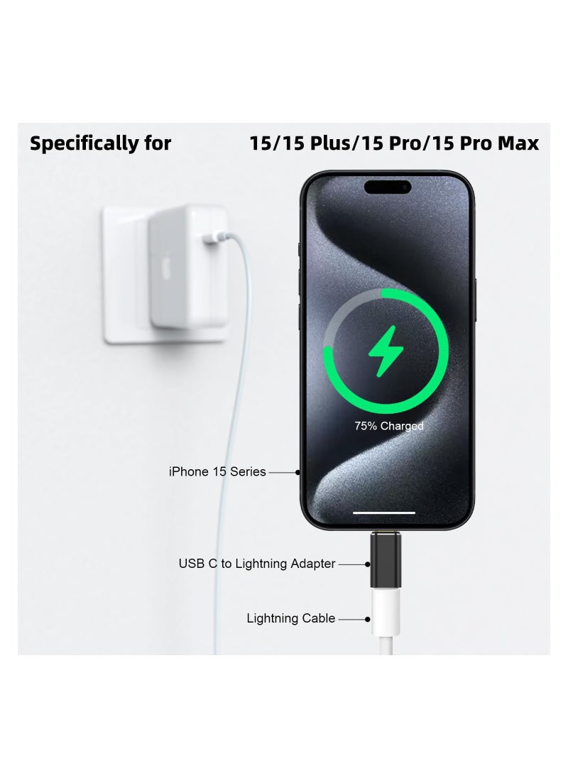 SYOSI - USB-C Male to Lightning Female Adapter (2 Pack), PD Fast Charging & Data Transfer, USB Type C Charger Connector Compatible with iPhone 15/15 Plus/15 Pro/15 Pro Max, iPad Air, Other Type C Device - Image 1
