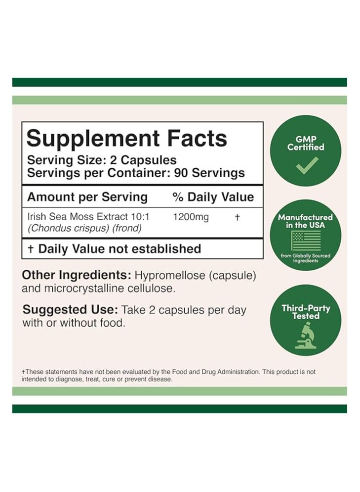 Double Wood Supplements Doublewood Irish Sea Moss 1,200mg 180 capsules - Image 2