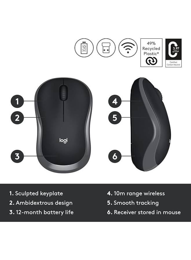 Logitech M186 Wireless Optical Mouse (1000 DPI, Smooth Cursor Control, ) Gray / Multicolour - Image 2