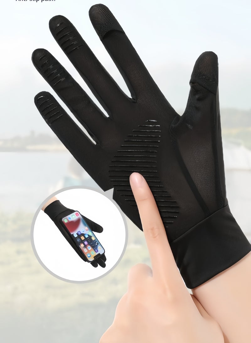 Generic Men's Gloves,Driving Gloves,UPF50+ Anti-UV Protection Gloves,Ice Silk Non-Slip Gloves,Breathable Thin High Elasticity,Outdoor Sports Driving Riding Touch Screen Gloves,Black  - Image 4