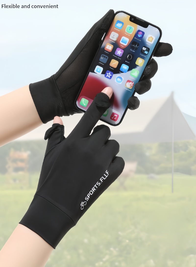 Generic Men's Gloves,Driving Gloves,UPF50+ Anti-UV Protection Gloves,Ice Silk Non-Slip Gloves,Breathable Thin High Elasticity,Outdoor Sports Driving Riding Touch Screen Gloves,Black  - Image 5