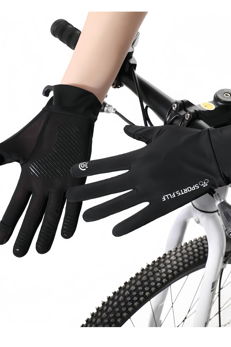 Generic Men's Gloves,Driving Gloves,UPF50+ Anti-UV Protection Gloves,Ice Silk Non-Slip Gloves,Breathable Thin High Elasticity,Outdoor Sports Driving Riding Touch Screen Gloves,Black  - Image 1