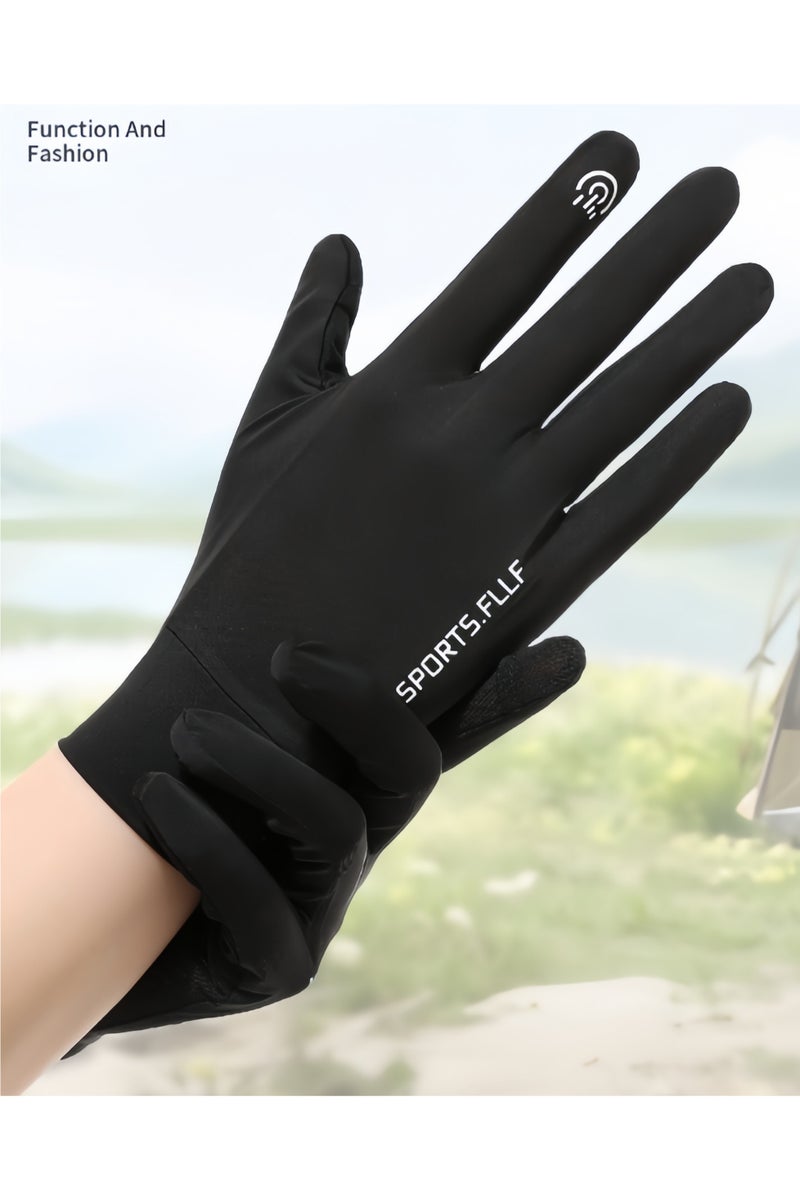 Generic Men's Gloves,Driving Gloves,UPF50+ Anti-UV Protection Gloves,Ice Silk Non-Slip Gloves,Breathable Thin High Elasticity,Outdoor Sports Driving Riding Touch Screen Gloves,Black  - Image 3